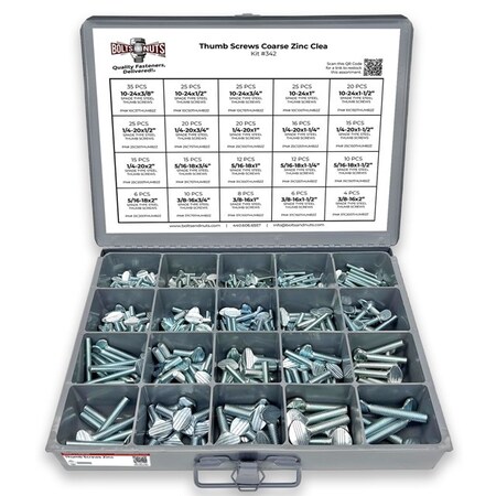 Boltsandnuts.Com Spade Type Thumb Screws Zinc Clear Assortment - 325 PCS Assortment Kit #342